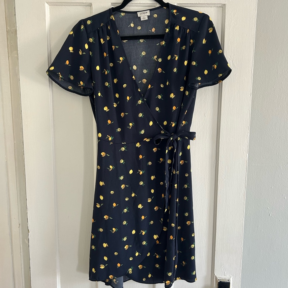 Navy Lemon Wrap Dress